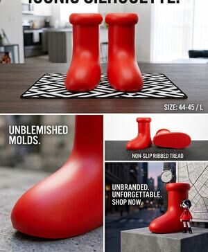 Big Red Boots Cartoon Astro Boy Style Oversized Rubber M 10.5-11 /W 12.5 NWOB⁠